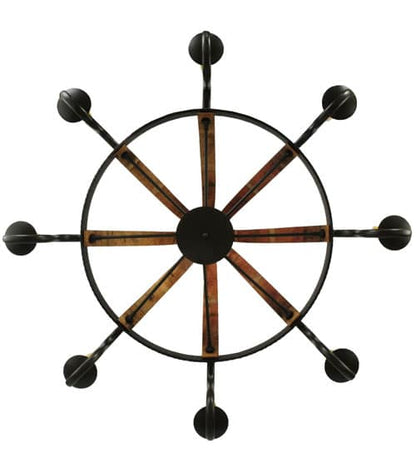 Barrel Stave Madera 8 Light 48" Wide Taper Candle Style Chandelier - Natural Wood / Timeless Bronze Finish