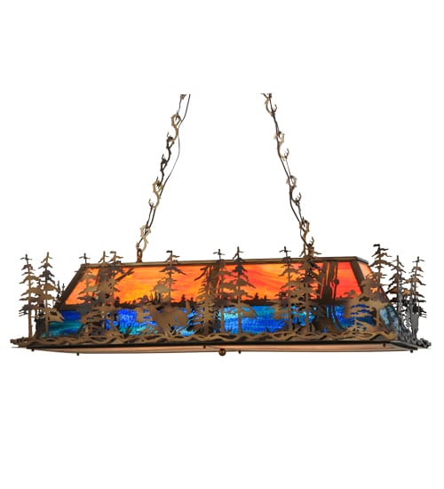 Deer through the Trees 6 Light 20" Wide Linear Pendant
