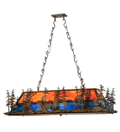 Deer through the Trees 6 Light 20" Wide Linear Pendant