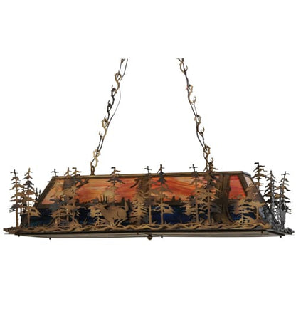 Deer through the Trees 6 Light 20" Wide Linear Pendant