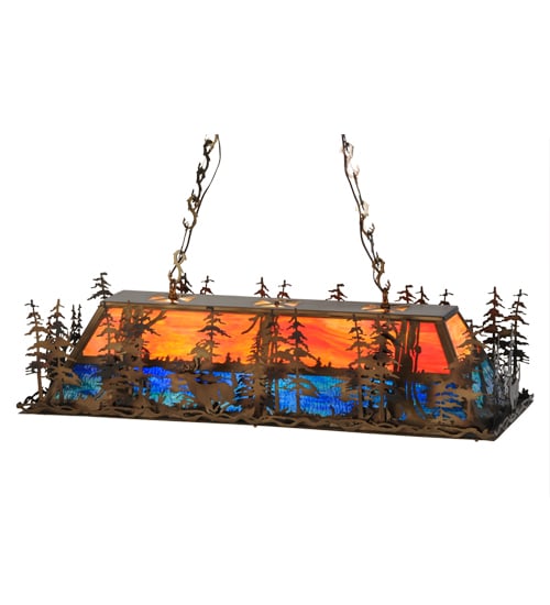 Deer through the Trees 6 Light 20" Wide Linear Pendant