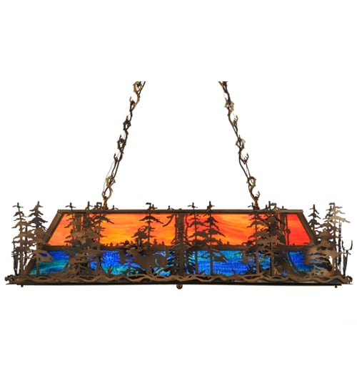 Deer through the Trees 6 Light 20" Wide Linear Pendant