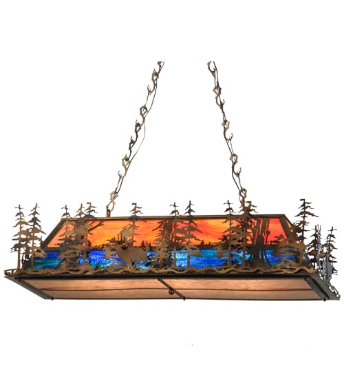Deer through the Trees 6 Light 20" Wide Linear Pendant