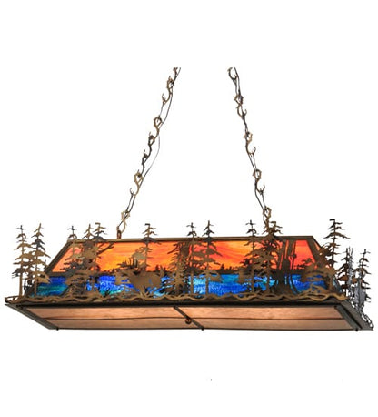 Deer through the Trees 6 Light 20" Wide Linear Pendant