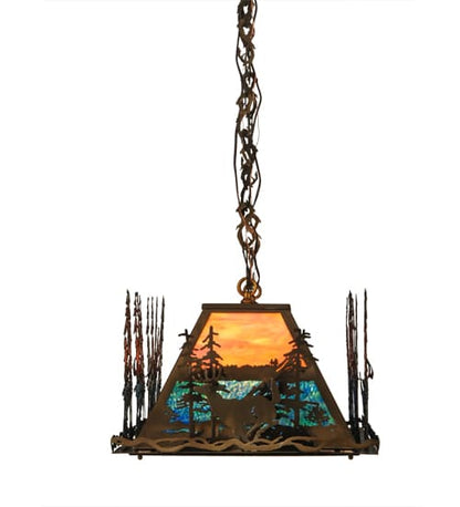 Deer through the Trees 6 Light 20" Wide Linear Pendant