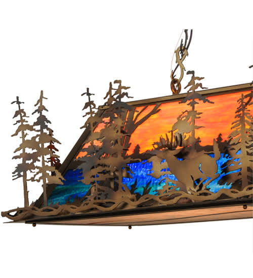 Deer through the Trees 6 Light 20" Wide Linear Pendant