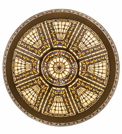 Fleur-de-lis 4 Light 28" Wide Semi-Flush Bowl Ceiling Fixture - Copper Vein / Nu Gold Finish