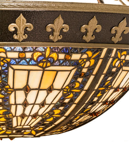 Fleur-de-lis 4 Light 28" Wide Semi-Flush Bowl Ceiling Fixture - Copper Vein / Nu Gold Finish