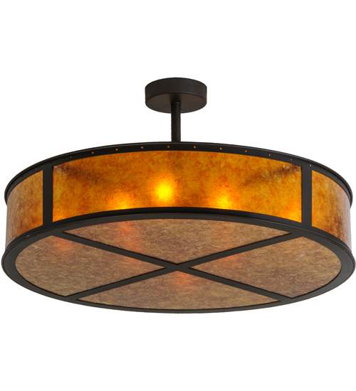 Smythe Craftsman 8 Light 44" Wide Semi-Flush Drum Ceiling Fixture