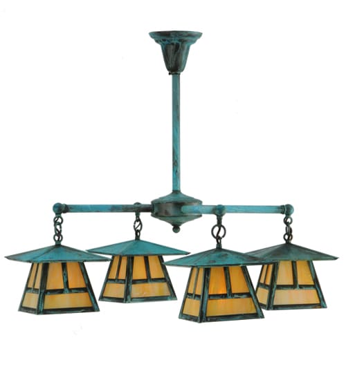 Craftsman Signature 4 Light 32" Wide Semi-flush Ceiling Fixture