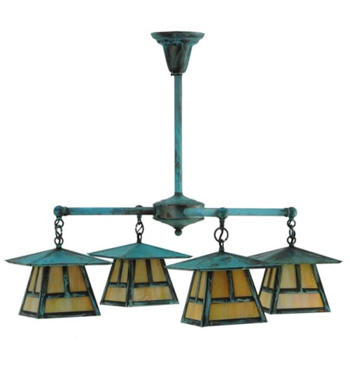 Craftsman Signature 4 Light 32" Wide Semi-flush Ceiling Fixture