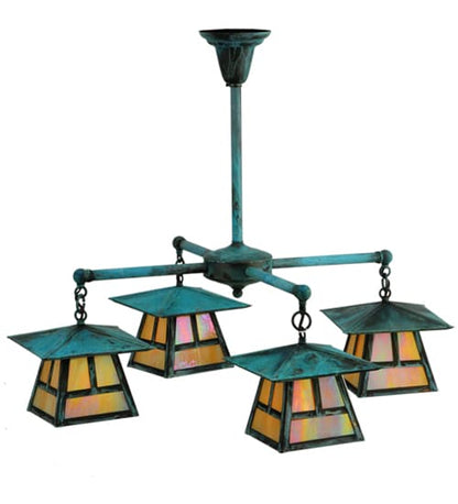 Craftsman Signature 4 Light 32" Wide Semi-flush Ceiling Fixture