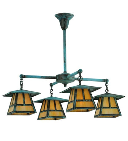 Craftsman Signature 4 Light 32" Wide Semi-flush Ceiling Fixture