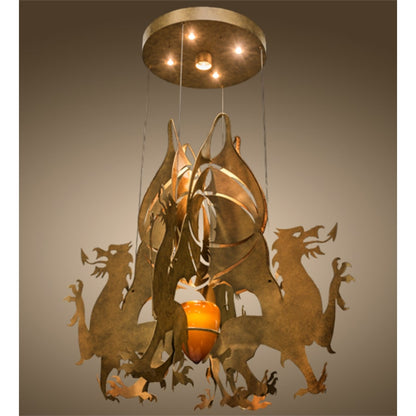 Meyda Tiffany Dragos 4 Light 80" Wide Abstract Pendant