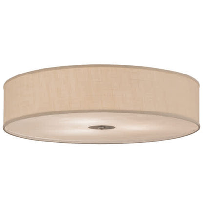 Cilindro 3 Light 36" Wide Semi-Flush Drum Ceiling Fixture with White Burlap Shade - Nickel Finish - GU24 Bulb Base