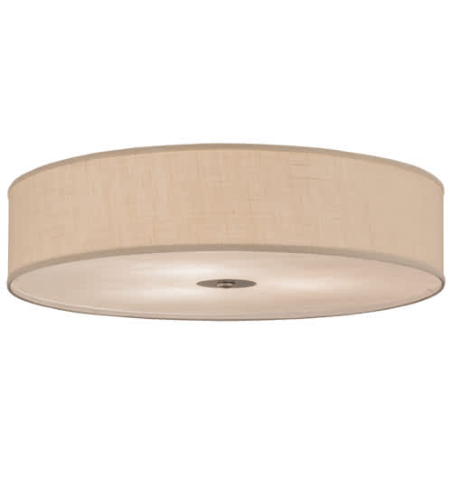 Cilindro 3 Light 36" Wide Semi-Flush Drum Ceiling Fixture with White Burlap Shade - Nickel Finish - GU24 Bulb Base