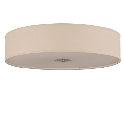 Cilindro 3 Light 36" Wide Semi-Flush Drum Ceiling Fixture with White Burlap Shade - Nickel Finish - GU24 Bulb Base