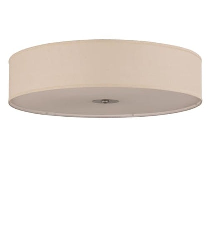 Cilindro 3 Light 36" Wide Semi-Flush Drum Ceiling Fixture with White Burlap Shade - Nickel Finish - GU24 Bulb Base