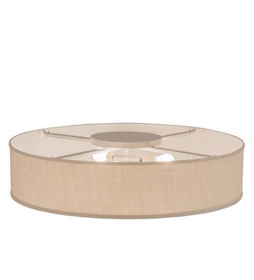 Cilindro 3 Light 36" Wide Semi-Flush Drum Ceiling Fixture with White Burlap Shade - Nickel Finish - GU24 Bulb Base