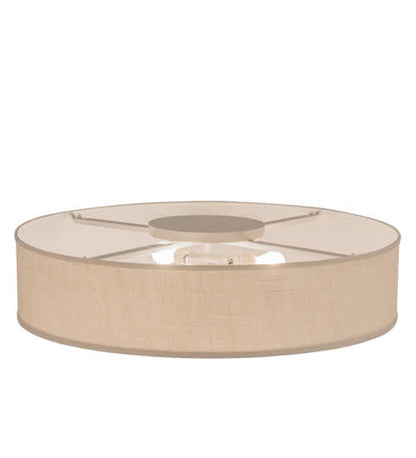 Cilindro 3 Light 36" Wide Semi-Flush Drum Ceiling Fixture with White Burlap Shade - Nickel Finish - GU24 Bulb Base