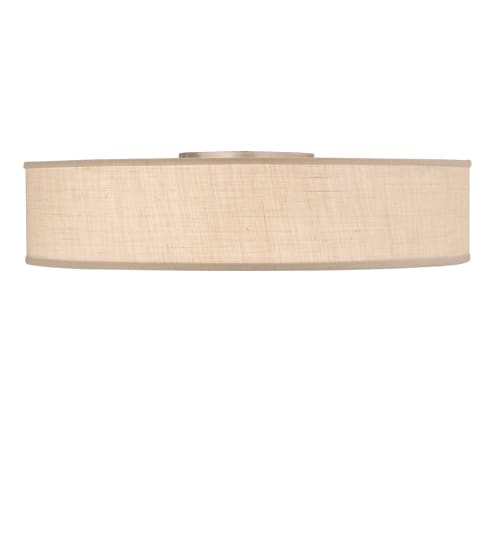 Cilindro 3 Light 36" Wide Semi-Flush Drum Ceiling Fixture with White Burlap Shade - Nickel Finish - GU24 Bulb Base