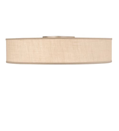 Cilindro 3 Light 36" Wide Semi-Flush Drum Ceiling Fixture with White Burlap Shade - Nickel Finish - GU24 Bulb Base