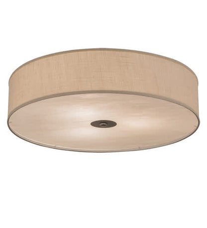 Cilindro 3 Light 36" Wide Semi-Flush Drum Ceiling Fixture with White Burlap Shade - Nickel Finish - GU24 Bulb Base