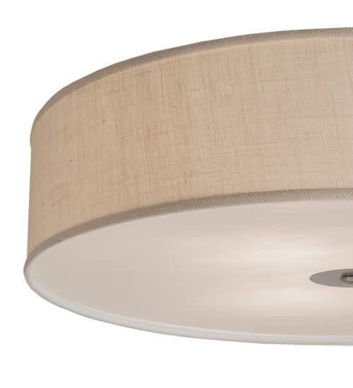 Cilindro 3 Light 36" Wide Semi-Flush Drum Ceiling Fixture with White Burlap Shade - Nickel Finish - GU24 Bulb Base