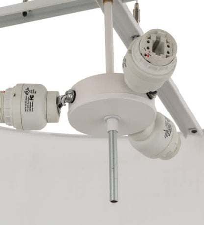 Cilindro 3 Light 36" Wide Semi-Flush Drum Ceiling Fixture with White Burlap Shade - Nickel Finish - GU24 Bulb Base