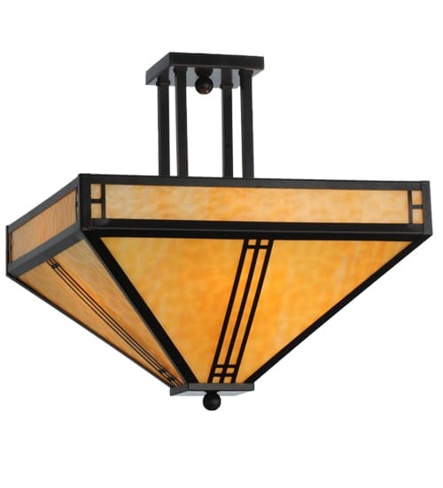 Prairie Loft 4 Light 26" Wide Semi-Flush Ceiling Fixture - Craftsman Brown Finish