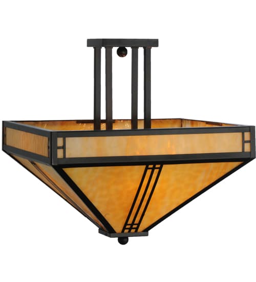Prairie Loft 4 Light 26" Wide Semi-Flush Ceiling Fixture - Craftsman Brown Finish