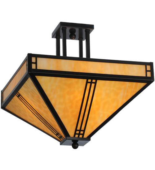 Prairie Loft 4 Light 26" Wide Semi-Flush Ceiling Fixture - Craftsman Brown Finish