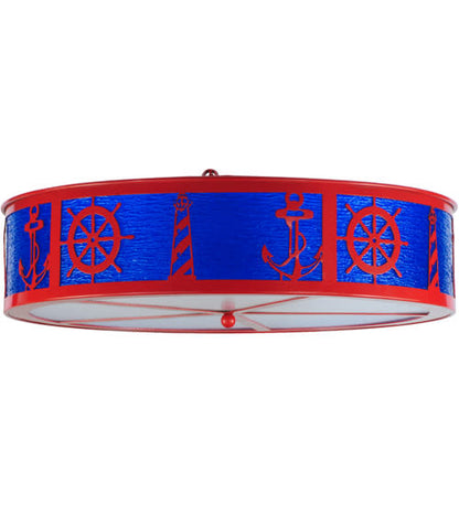 Coastal 4 Light 30" Wide Semi-Flush Drum Ceiling Fixture