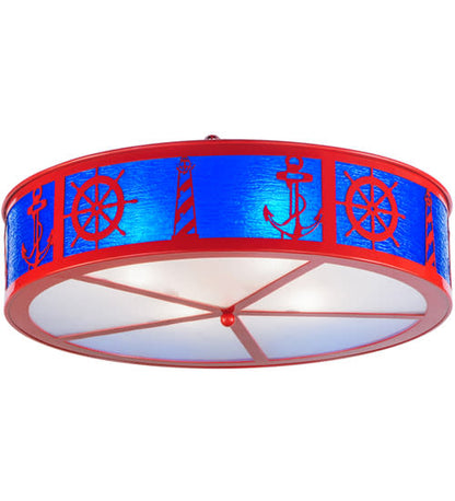 Coastal 4 Light 30" Wide Semi-Flush Drum Ceiling Fixture