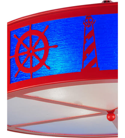 Coastal 4 Light 30" Wide Semi-Flush Drum Ceiling Fixture