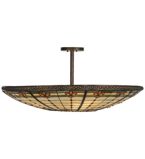 Fleur-de-lis 6 Light 36" Wide Semi-Flush Bowl Ceiling Fixture