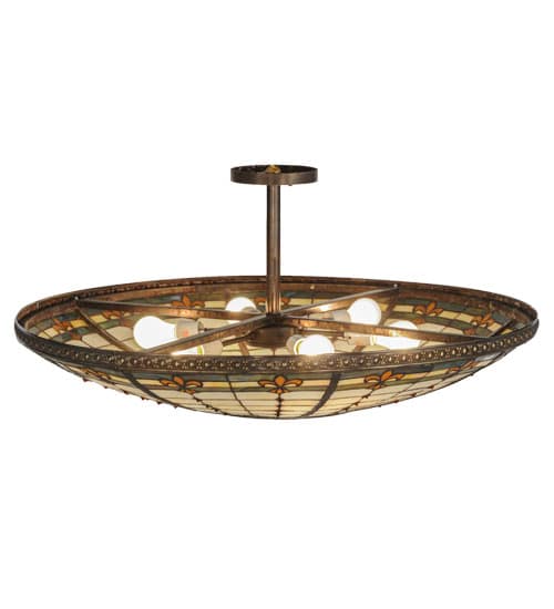 Fleur-de-lis 6 Light 36" Wide Semi-Flush Bowl Ceiling Fixture