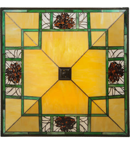 Pinecone Ridge 4 Light 37" Wide Semi-Flush Ceiling Fixture with Art Glass Shade - Oil Rubbed Bronze Finish