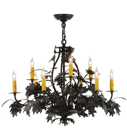 Oak Leaf and Acorn 9 Light 32" Wide Taper Candle Style Chandelier