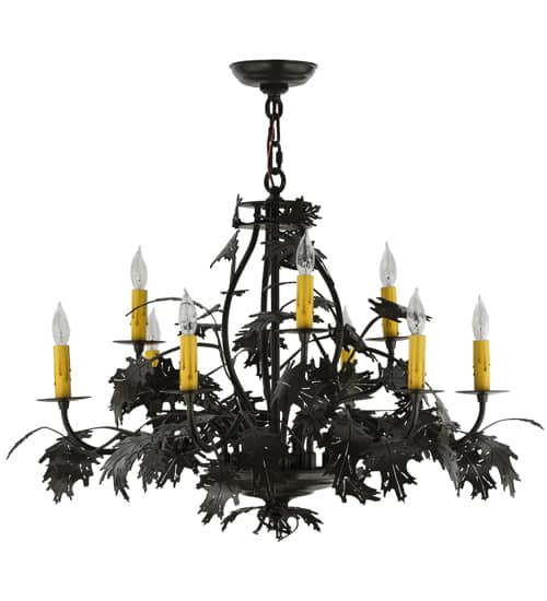 Oak Leaf and Acorn 9 Light 32" Wide Taper Candle Style Chandelier