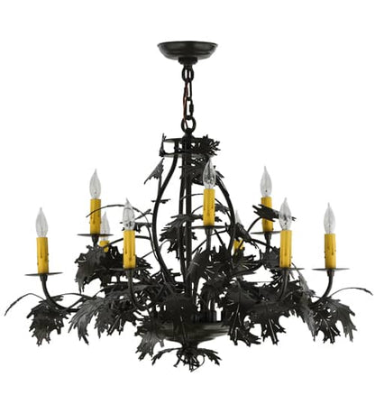 Oak Leaf and Acorn 9 Light 32" Wide Taper Candle Style Chandelier