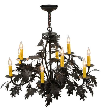 Oak Leaf and Acorn 9 Light 32" Wide Taper Candle Style Chandelier