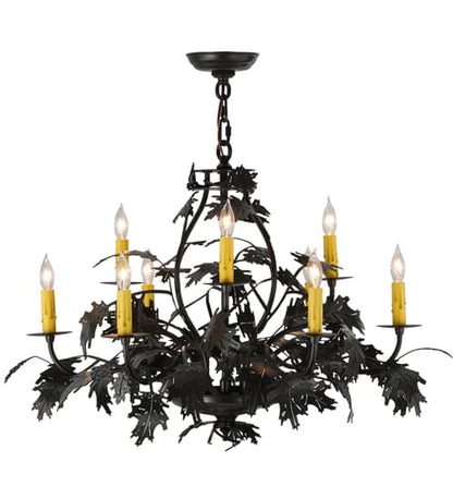 Oak Leaf and Acorn 9 Light 32" Wide Taper Candle Style Chandelier