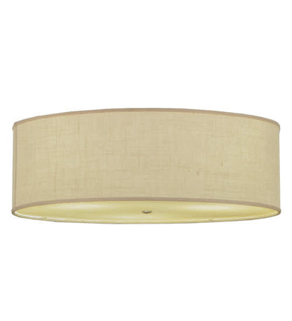 Cilindro 3 Light 36" Wide Semi-Flush Drum Ceiling Fixture with White Burlap Shade - Nickel Finish - GX24q-3 Bulb Base
