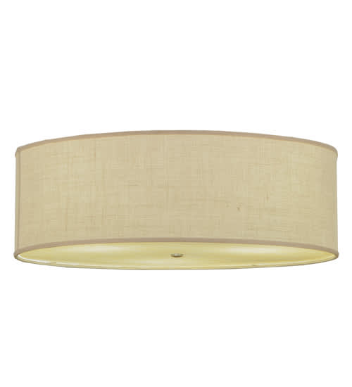 Cilindro 3 Light 36" Wide Semi-Flush Drum Ceiling Fixture with White Burlap Shade - Nickel Finish - GX24q-3 Bulb Base