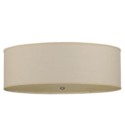 Cilindro 3 Light 36" Wide Semi-Flush Drum Ceiling Fixture with White Burlap Shade - Nickel Finish - GX24q-3 Bulb Base