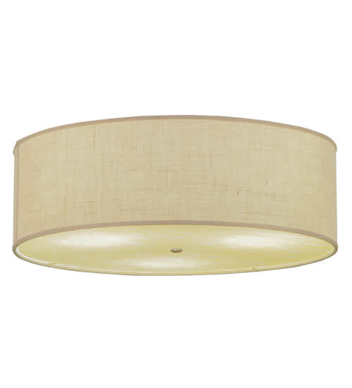 Cilindro 3 Light 36" Wide Semi-Flush Drum Ceiling Fixture with White Burlap Shade - Nickel Finish - GX24q-3 Bulb Base