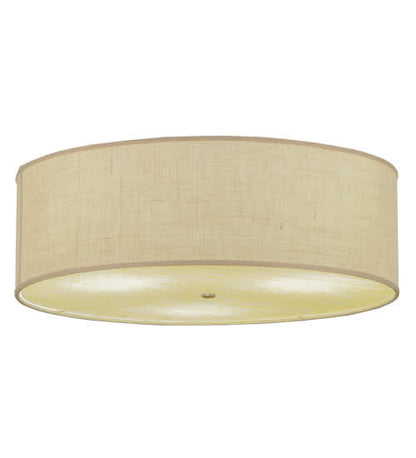 Cilindro 3 Light 36" Wide Semi-Flush Drum Ceiling Fixture with White Burlap Shade - Nickel Finish - GX24q-3 Bulb Base