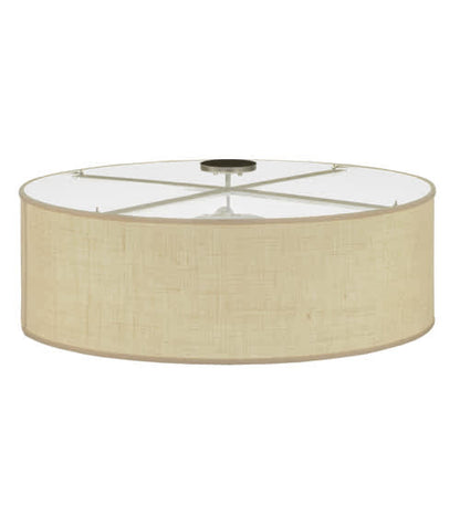 Cilindro 3 Light 36" Wide Semi-Flush Drum Ceiling Fixture with White Burlap Shade - Nickel Finish - GX24q-3 Bulb Base