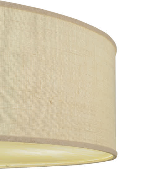 Cilindro 3 Light 36" Wide Semi-Flush Drum Ceiling Fixture with White Burlap Shade - Nickel Finish - GX24q-3 Bulb Base